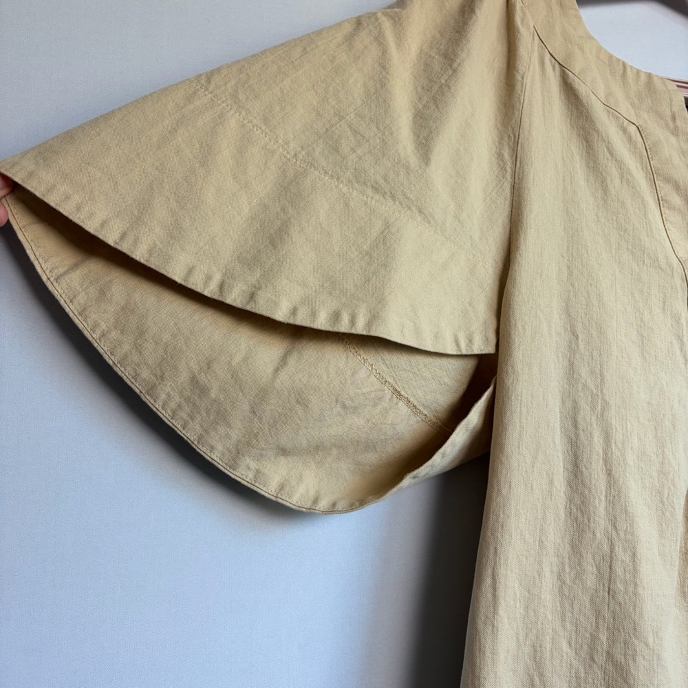 Pomander Place Tuckernuck Mini Dress Khaki Finley Flutter Sleeve Sz M READ - Picture 13 of 14